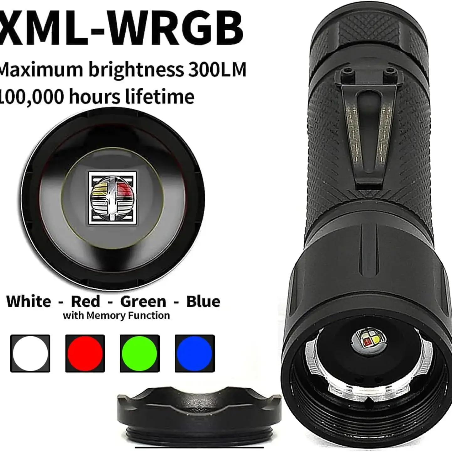 Luz de relleno fotográfica RGB roja, verde y azul, fuente de luz de cuatro colores, linterna fuerte, zoom, linterna recargable - imagen 2
