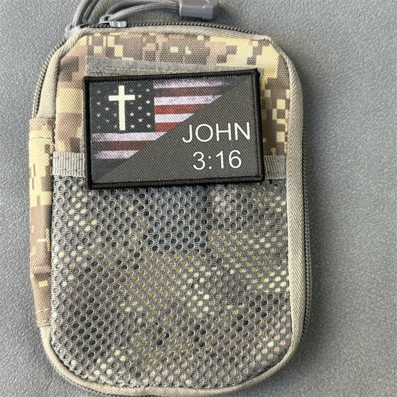 Parche táctico "JOHN 3:16", insignia de moral militar, impresión de gancho y bucle, mochila, accesorios de decoración de ropa, pegatinas, brazalete