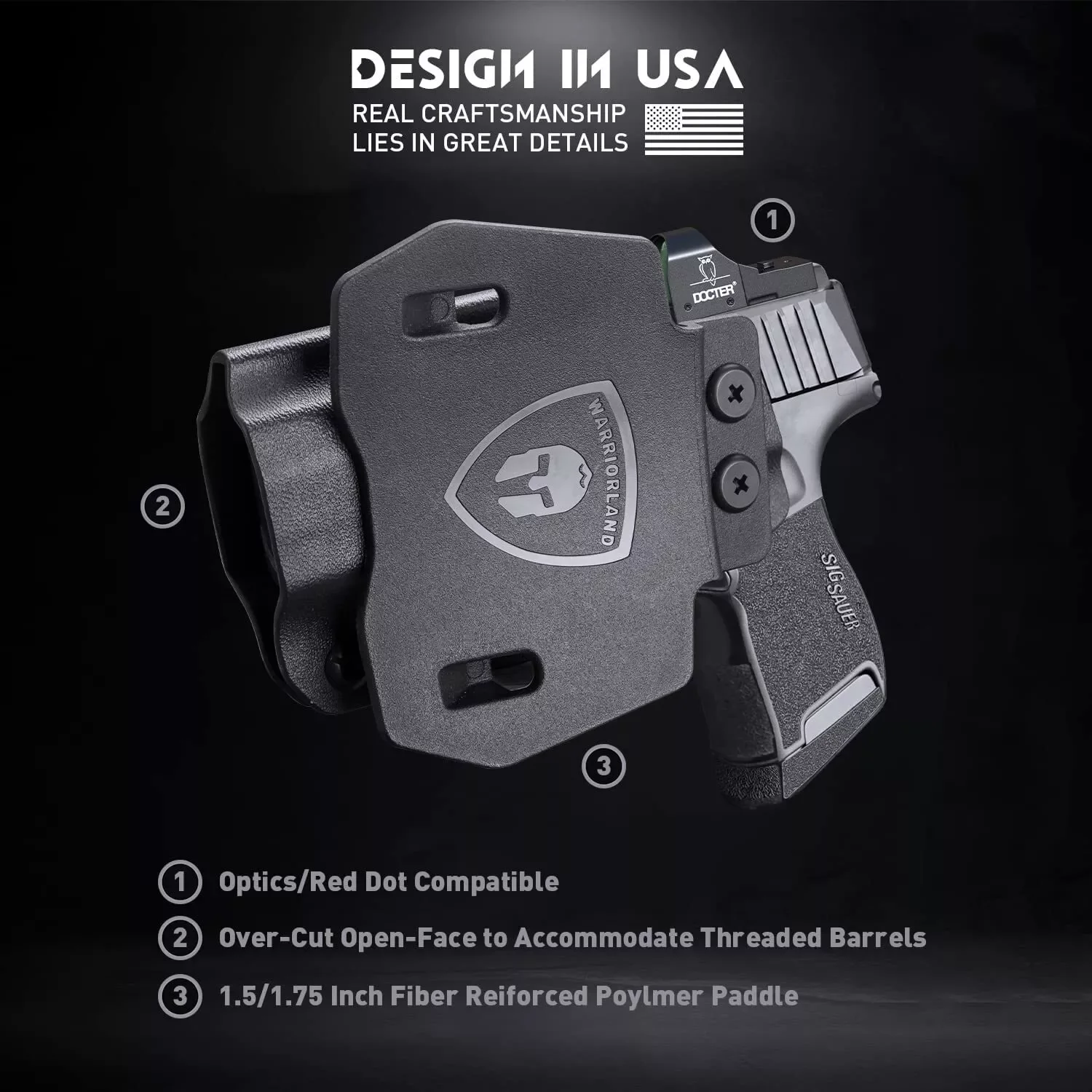 Sólo funda P365 OWB Kydex compatible con: Sig P365 / P365 SAS / P365X pistola táctica, bloqueo de sonido de clic, soporte de pistola de mano derecha - imagen 4