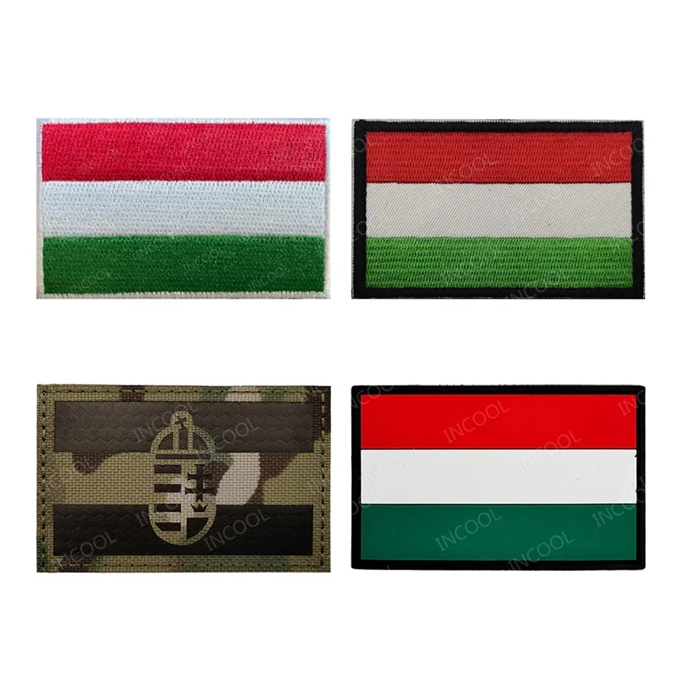 Parches bordados con bandera de Hungría, banderas húngaras reflectantes infrarrojas IR, apliques de goma de PVC, parche para brazalete para ropa, mochila - imagen 2