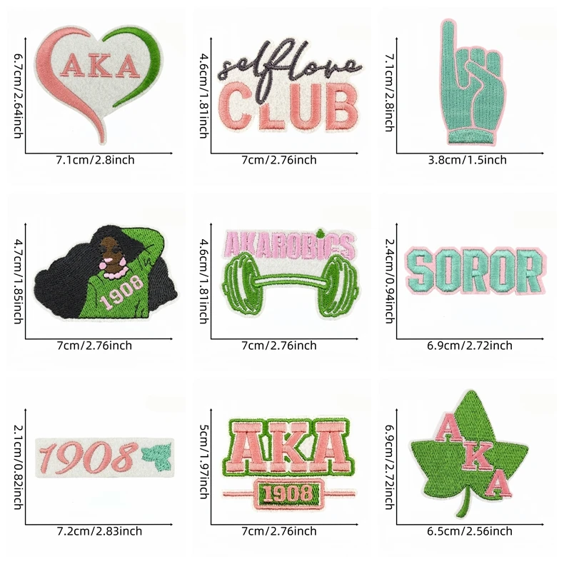 10 Uds. Parches bordados AKA para hermanas y niñas negras, parches de dibujos animados, chaquetas, sombreros, mochila, parche para coser, parches para planchar para ropa DIY - imagen 3