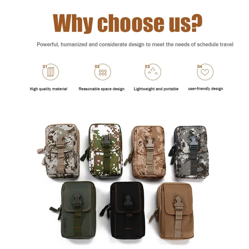 Bolsa táctica Molle para teléfono móvil, riñonera militar para correr, viajes, caza, Camping, suave - imagen 3