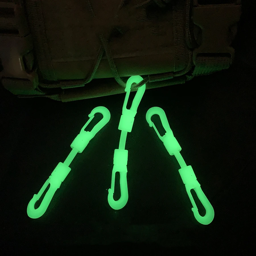 Hebilla de cuerda elástica luminosa, hebilla de doble extremo con botón, cremallera para mochila de Camping táctico, montañismo, decoración de equipo DIY - imagen 4