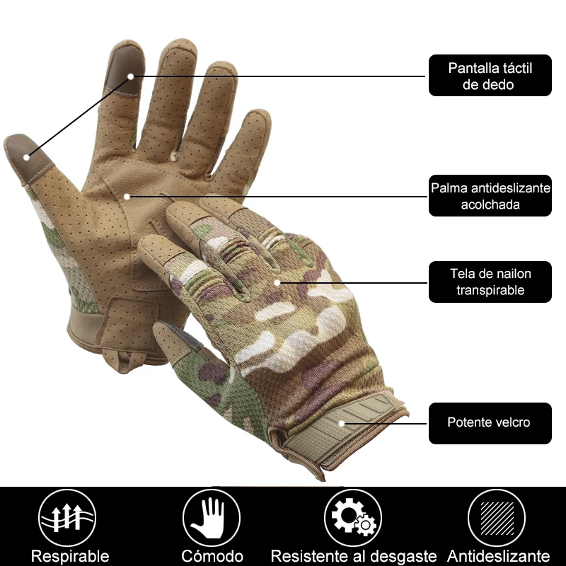 Hombres Ciclismo Montar Bicicleta Dedo completo Motos Guantes de carreras Pantalla antideslizante Deportes al aire libre Guantes tácticos militares Proteger equipo - imagen 5