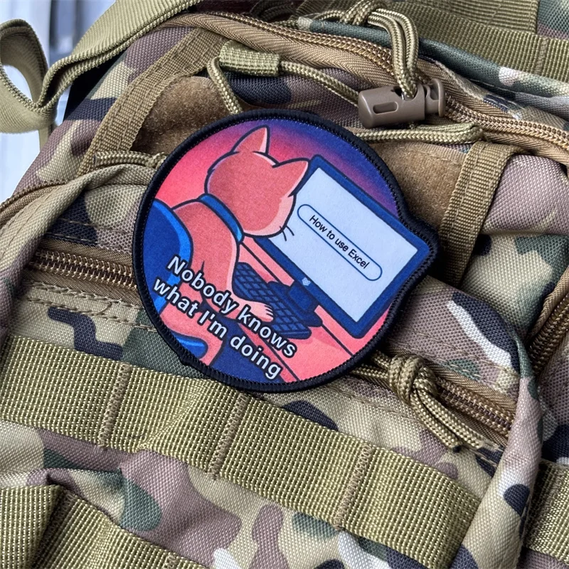 Parche impreso "Nobody Knows What I'm Doing", insignia de moral táctica, parches militares con gancho, pegatinas para ropa y mochila