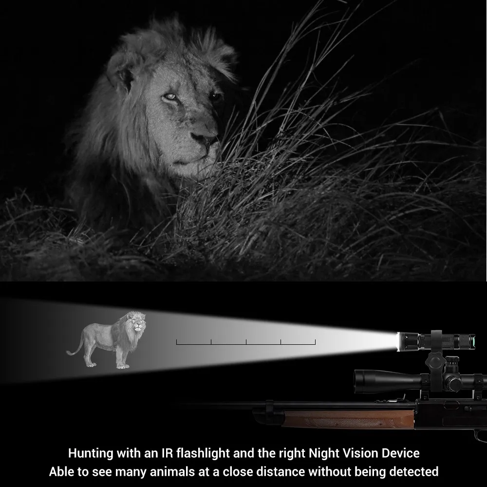 Linterna táctica IR de 850nm/940nm con zoom, iluminación infrarroja de visión nocturna, linterna infrarroja para caza - imagen 5