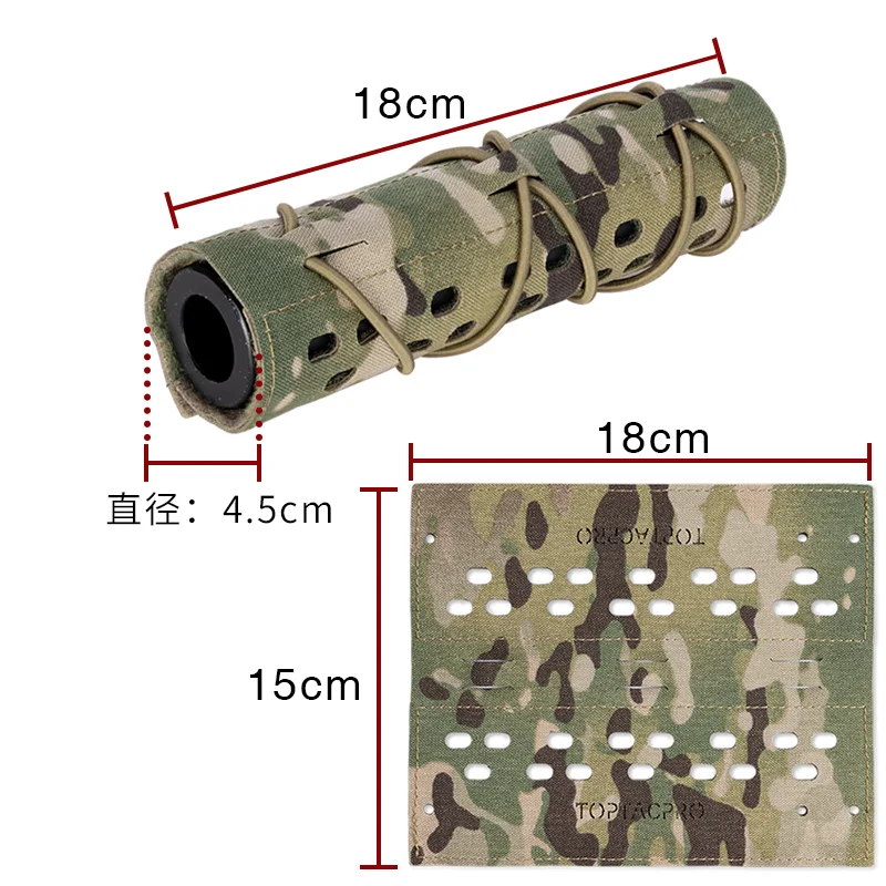 Cubierta de silenciador táctico, tapa de fuego, cubierta de tela de camuflaje a prueba de arañazos, corte láser, 18Cm - imagen 3