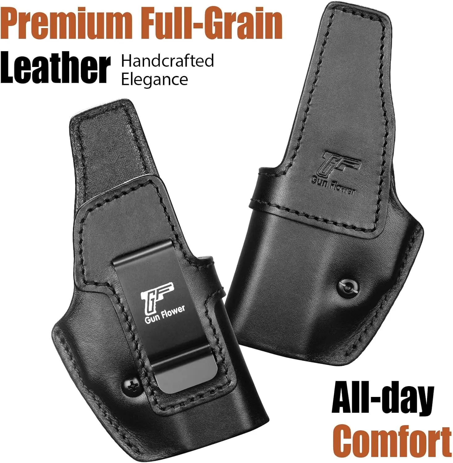 Para Glock 43,43X,43X MOS, funda de cuero IWB, funda de transporte oculta, cinturilla interior de apéndice, cinturones de 1,5 "-1,75", mano derecha - imagen 4