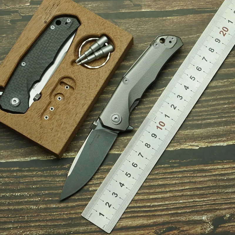 LEMIFSHE M390 cuchillo táctico plegable fibra carbono titanio