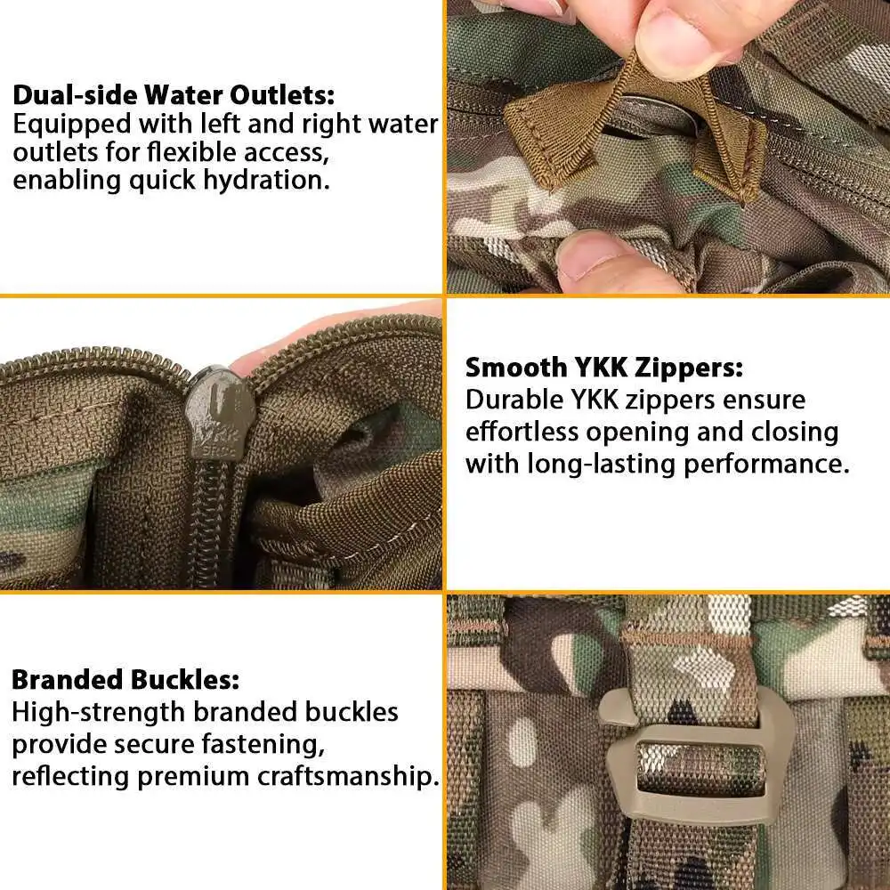 Bolsa de hidratación y casco MOLLE, mochila GP de agua de 3L para portador de placa táctica CPC AVS K19, chaleco, accesorios traseros, bolsa expandible para equipo - imagen 5