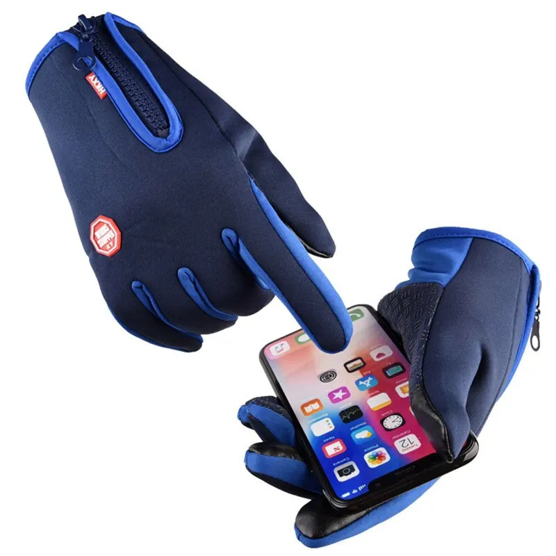 Guantes cálidos de lana con pantalla táctil para ciclismo al aire libre, guantes fríos impermeables a prueba de viento, antideslizantes, guantes de esquí de invierno para hombres y mujeres - imagen 4