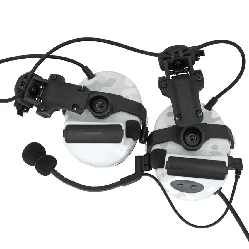 Orejeras de esponja tácticas, auriculares de tiro Airsoft, casco táctico C2 ARC, adaptador de pista, soporte para auriculares (MC blanco) - imagen 3