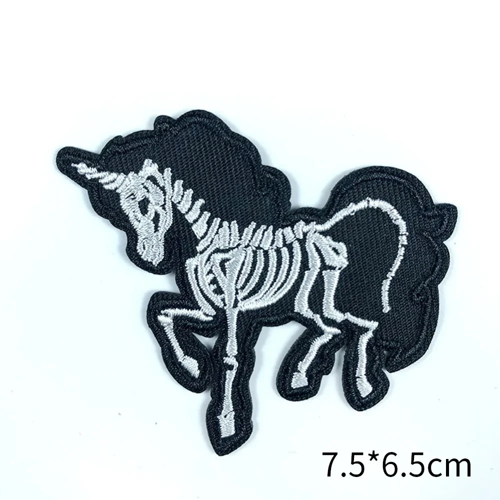 Parches termoadhesivos bordados con cabeza de caballo, accesorios de ropa para planchar, estilo étnico, unicornio, sangre de sudor - imagen 5