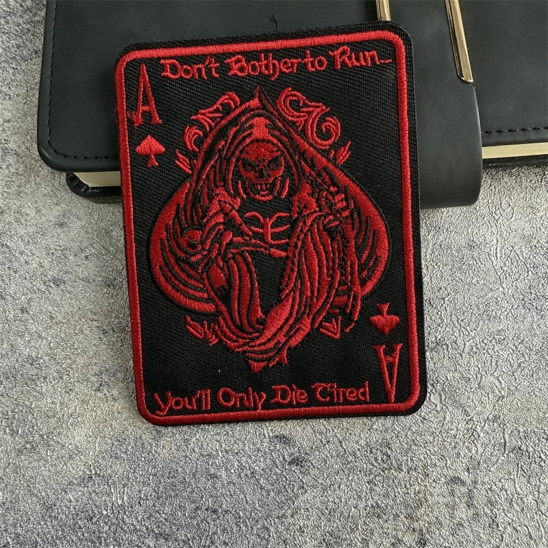 No tienes que corren, solo trote, insignia de parche bordado Black Ops, Ace of Spades, bolsa de moral táctica, divertida Grim Reaper - imagen 2