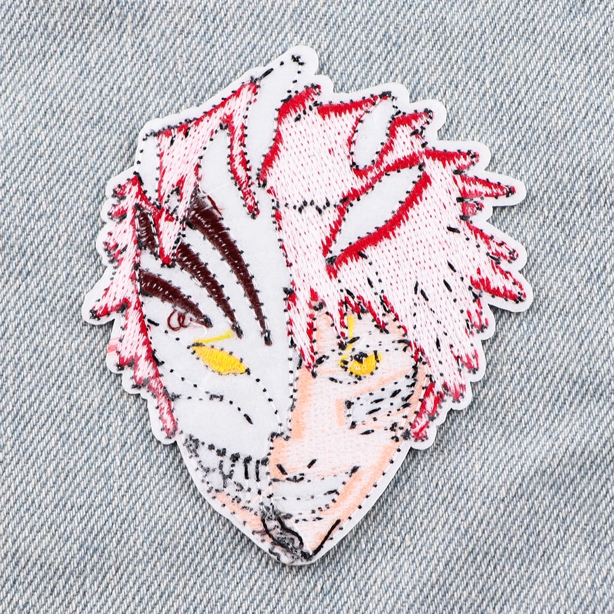 Parche fresco de máscara de Anime, parches de dibujos animados para planchar en la ropa, apliques bordados japoneses DIY, pegatinas de planchado DIY, insignia - imagen 5