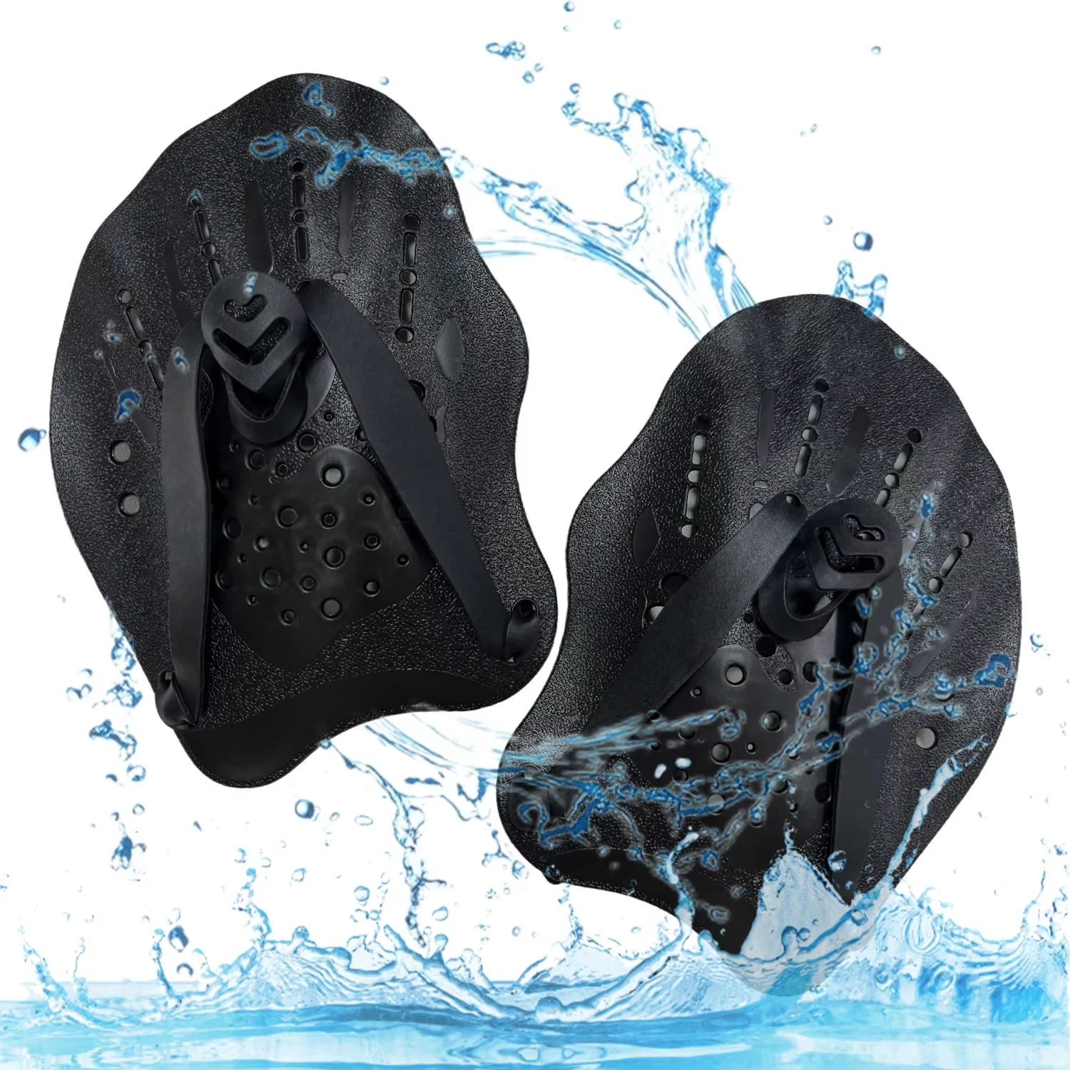 1 par de aletas de manos para entrenamiento de natación, con correas de silicona ajustables - imagen 2