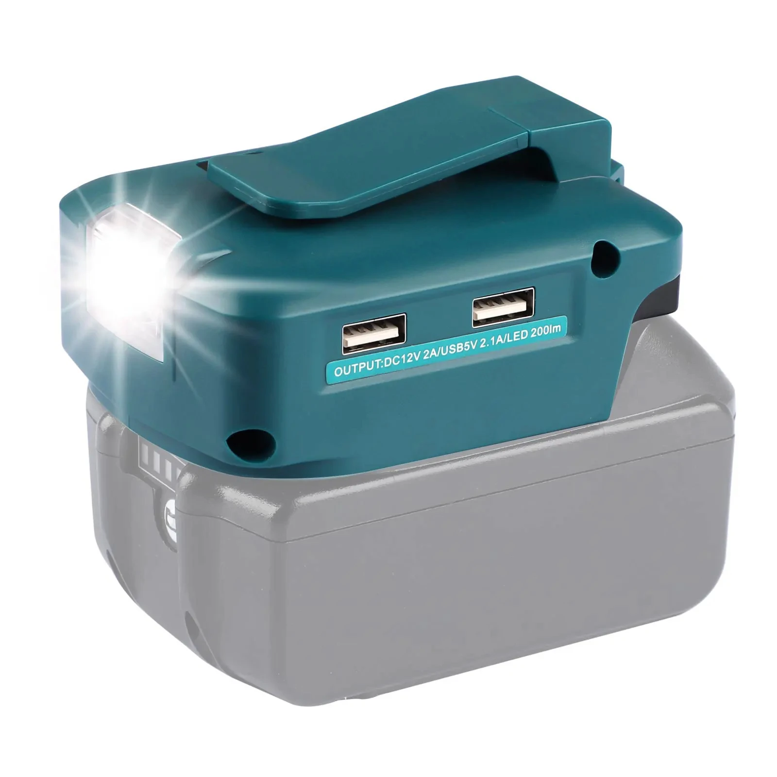 Para Makita ADP05 14,4 V/18V Li-Lon batería puerto convertidor USB Dual con foco de luz LED linterna exterior para batería Makita - imagen 2
