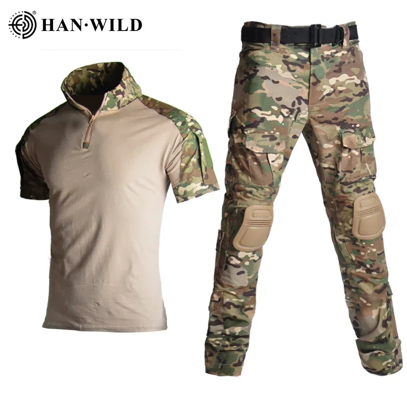 Trajes de uniforme táctico para hombre, traje de camuflaje para exteriores, camisas de caza, pantalones, entrenamiento de peces, conjuntos de ropa de Paintball Airsoft, verano - imagen 2