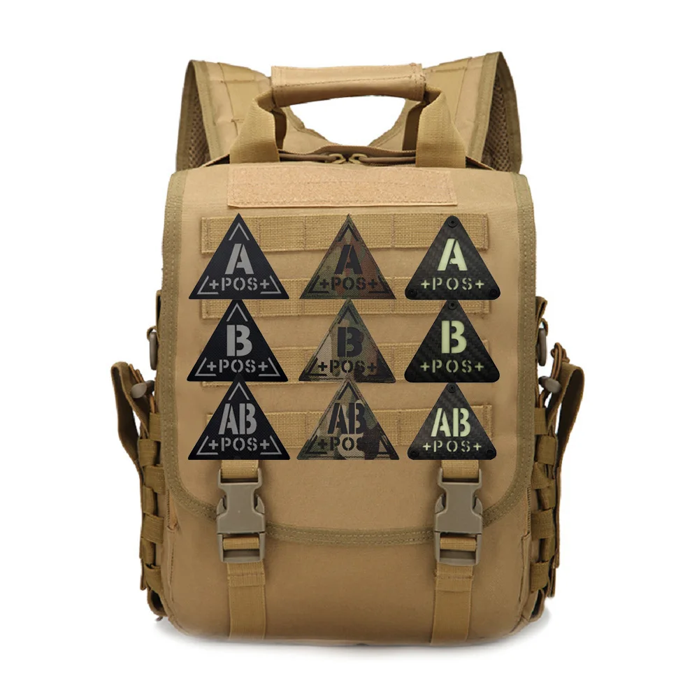 Insignia de grupo sanguíneo Triangular cortada con láser, versión de fibra de carbono, parche luminoso, IR, reflectante, CP, Camuflaje, brazalete, parche luminoso para mochila - imagen 2