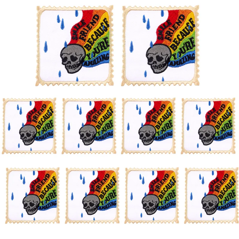 Prajna-Parche de calavera Punk, parches bordados de llama de mariposa para ropa, parches termoadhesivos en pegatinas para ropa, 10 unids/lote - imagen 5