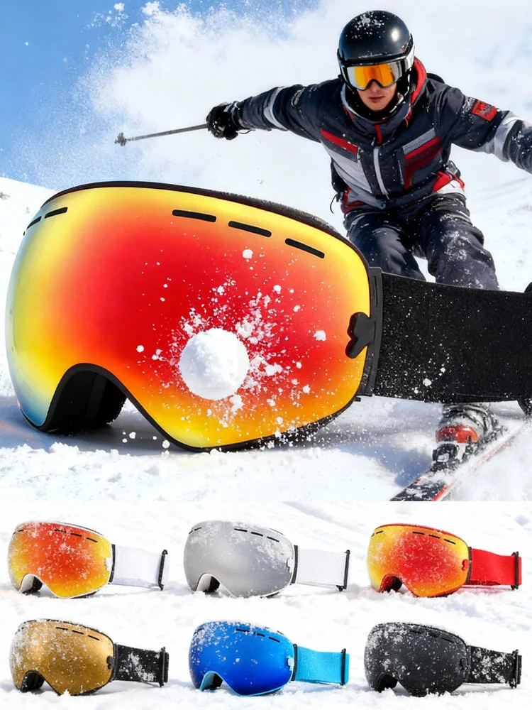 JSJM-Juego de gafas de esquí profesionales para hombre y mujer, lentes antiniebla UV400 para Snowboard, motos de nieve, Navidad, Año Nuevo, el mejor regalo