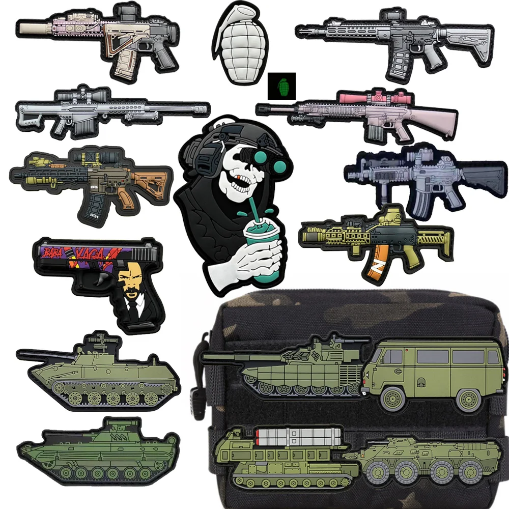 Nuevo brazalete de goma 3D de PVC M416 edición Q, mochila BABAYAGA, colección de moral, parches militares de gancho y bucle rosa SR 25 para ropa - imagen 2