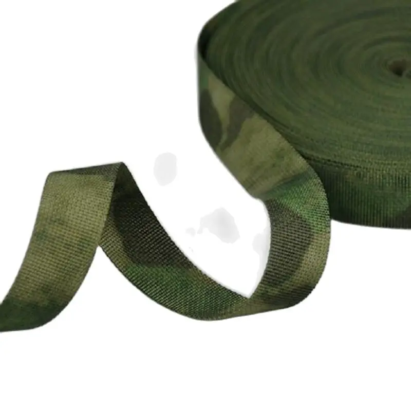 Cinta de camuflaje en las guerras verdes, correa de Jacquard, chaleco DIY, cinturón Molle de mochila, 5m, 10m de longitud, 25mm de ancho