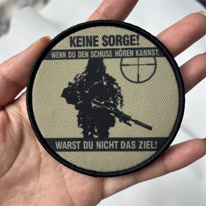 Parche estampado militar táctico "Rifle de francotirador de Bundeswehr alemán", insignia de moral, parches con gancho, pegatina para mochila