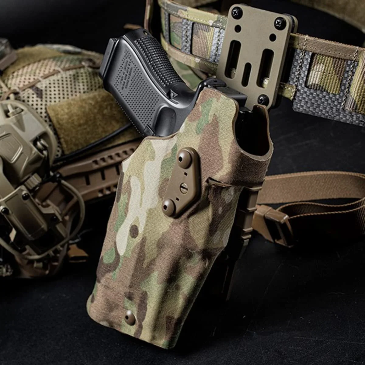 Funda táctica Airsoft para lámpara G17 + X300, con adaptador de montaje rápido, funda para diestros de combate de asalto para Glock 17/19 - imagen 3