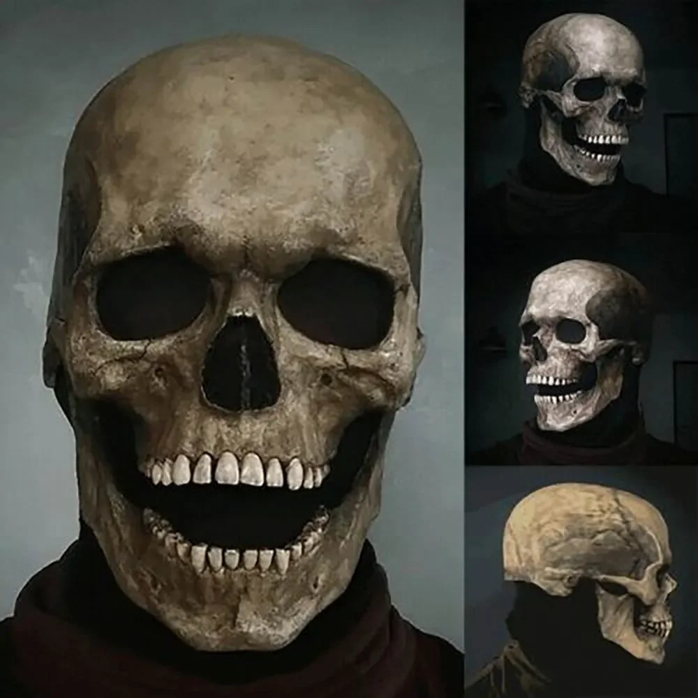 Máscara de látex de terror terrorífico para Halloween, máscara de calavera de cabeza completa, casco de Cosplay, máscara de mandíbula, regalos, disfraz de fiesta, máscara profesional