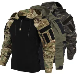 Camisas de combate táctico al aire libre para hombre, camiseta transpirable de manga larga con capucha de camuflaje, camiseta de Paintball CS de secado rápido, camisetas resistentes al desgaste