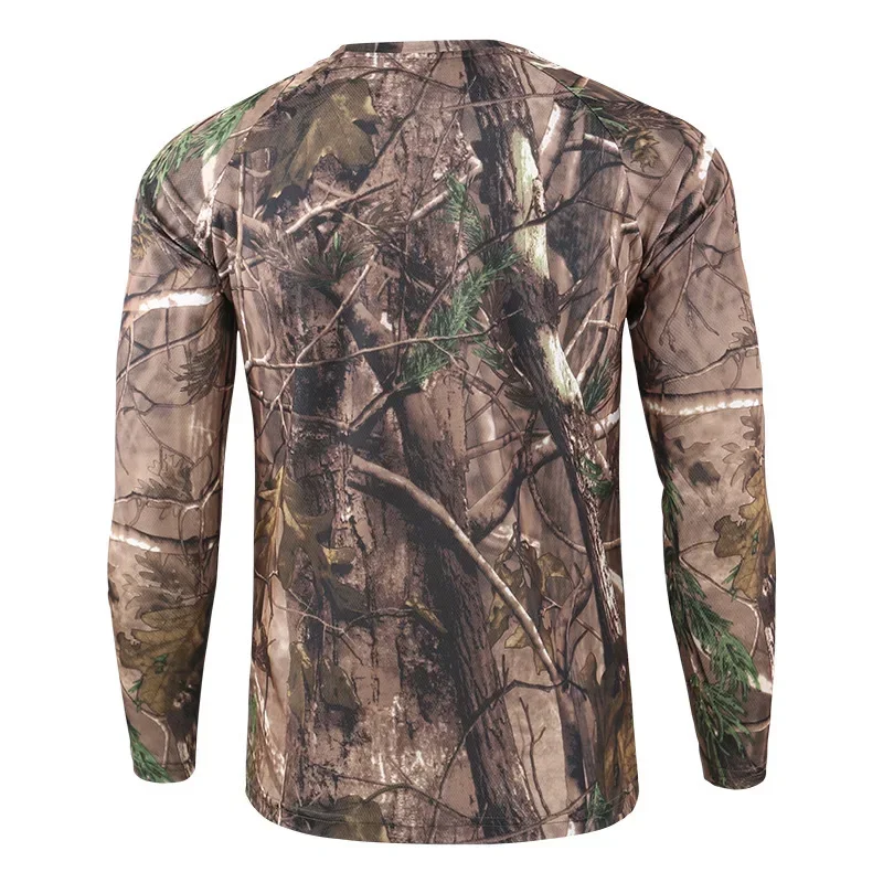 Camiseta con estampado de bosque de caza de camuflaje para deportes al aire libre, camiseta de manga larga para hombre, entrenamiento táctico de viaje, ropa de gran tamaño para niños - imagen 5