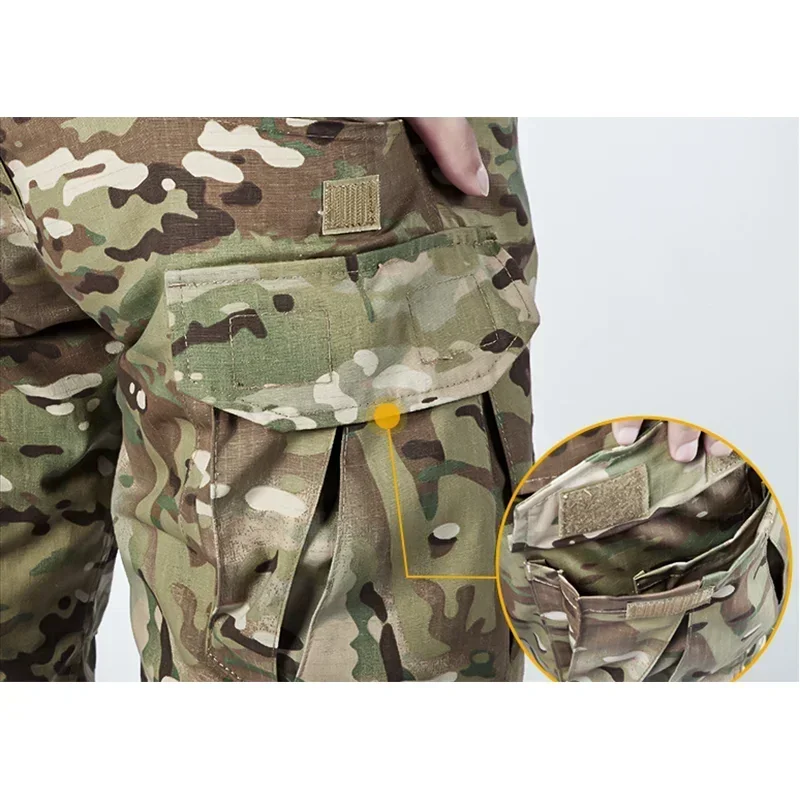 Pantalones de combate para hombre con rodilleras, pantalones deportivos de carga tácticos, ropa de camuflaje Multicam para senderismo y caza - imagen 5