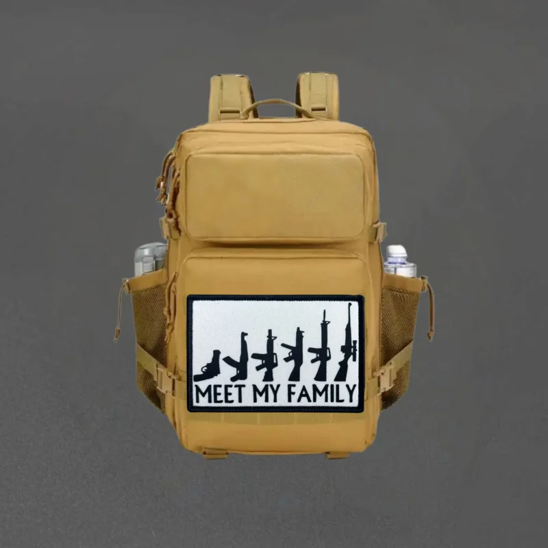 Parche con estampado Meet My Family, chaleco táctico, gancho y bucle, sombrero, insignia de moral, mochila, pegatinas decorativas, parches para brazalete para ropa