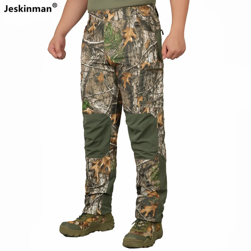 Otoño Invierno a prueba de viento deportes al aire libre senderismo escalada pantalones completos resistentes al desgaste Multi-bolsillos pantalones de caza de camuflaje biónico