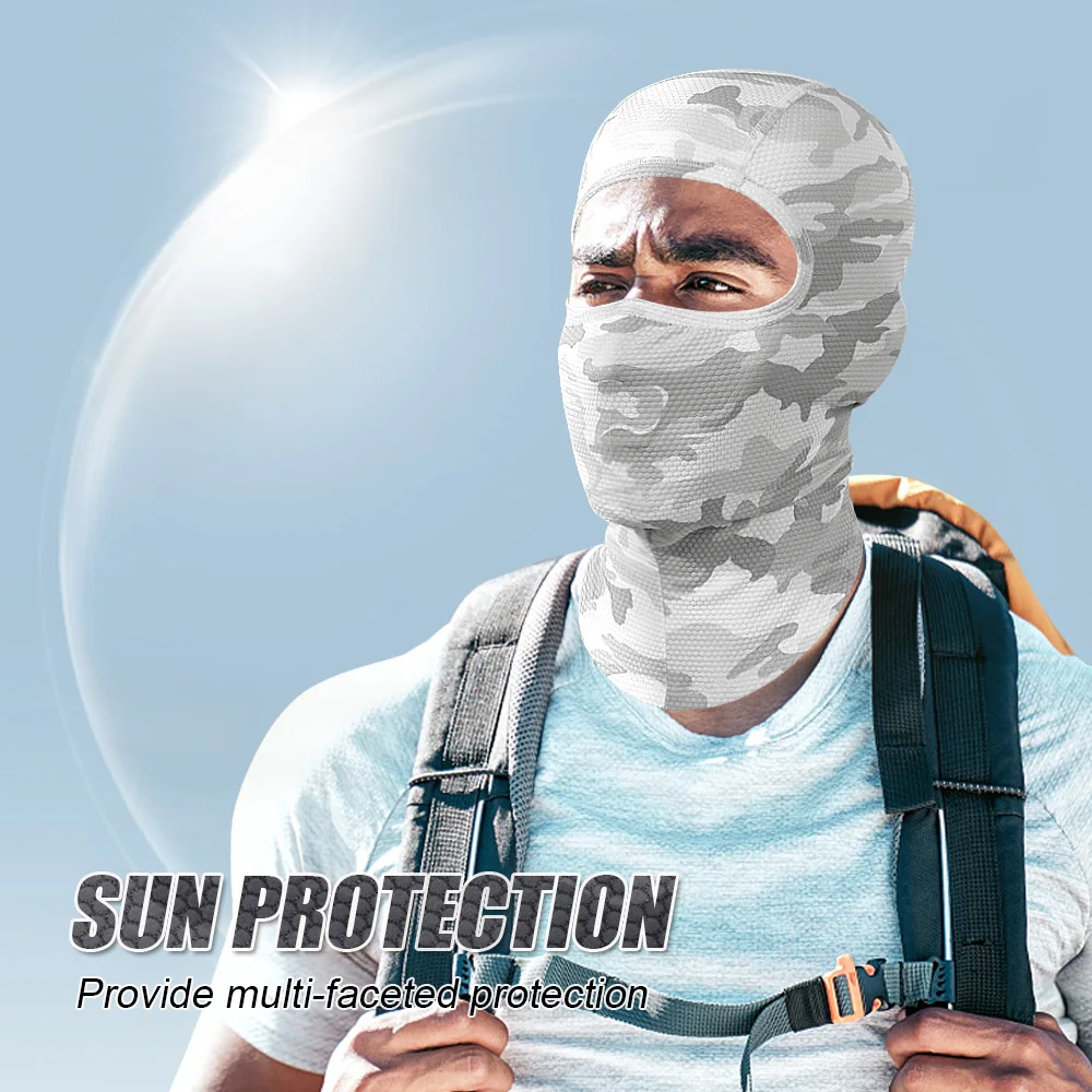 Pasamontañas de camuflaje, bufanda facial fresca con hielo, protección UV, máscara facial completa transpirable para senderismo, correr, acampar, deportes al aire libre - imagen 4