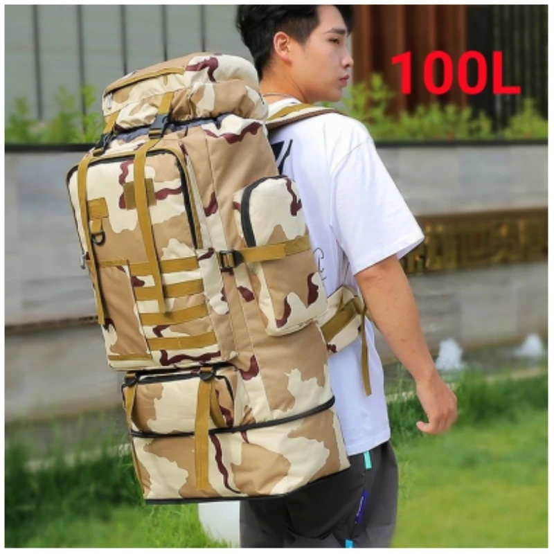 Mochila táctica de gran capacidad de 100l, impermeable, Molle Camo, ejército militar, senderismo, Camping, escalada al aire libre, mochila de viaje - imagen 3
