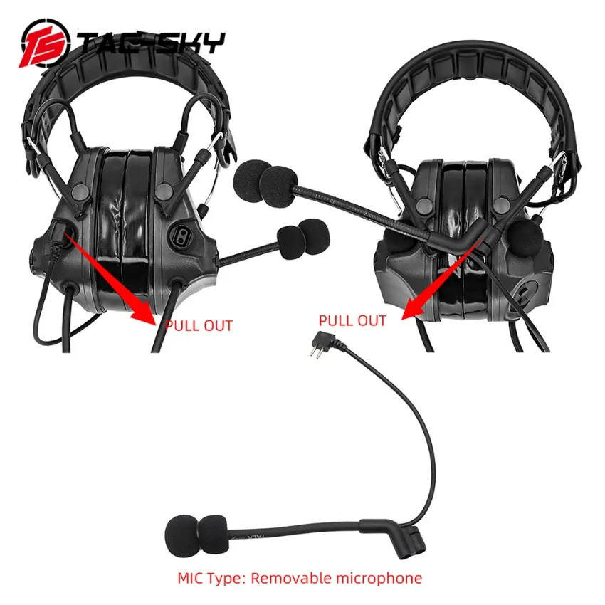 TAC-SKY militar TSC3 auriculares tácticos de comunicación Dual nueva diadema desmontable auriculares de caza y PTT U94 - imagen 5