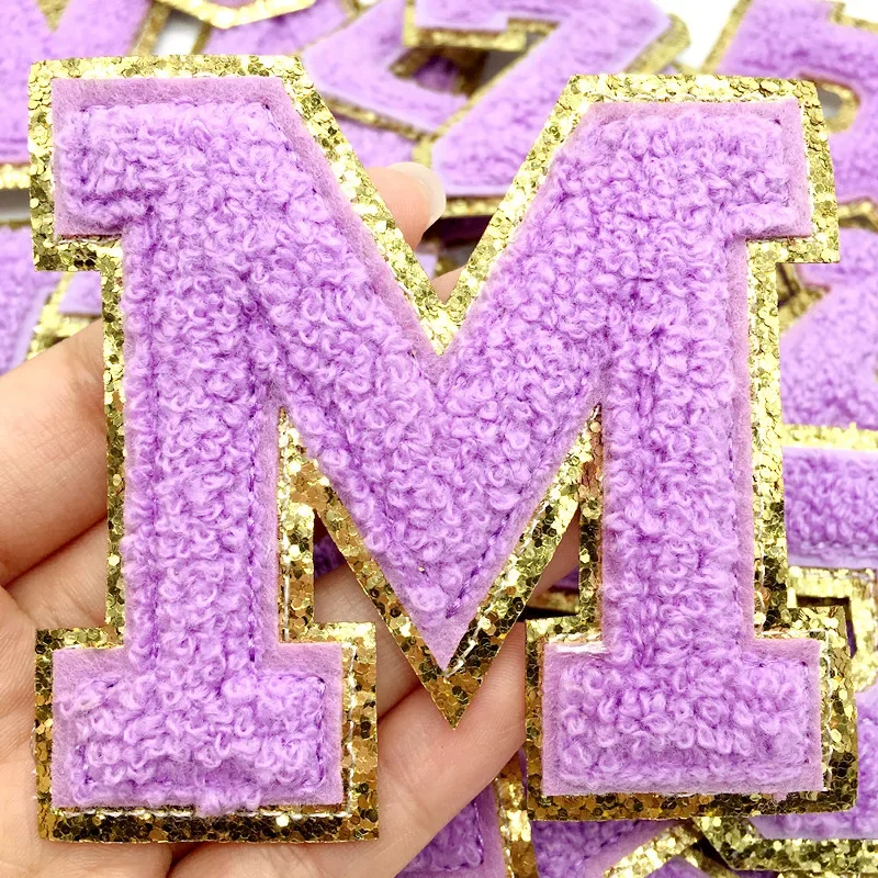 Parches de letras de gran tamaño A-Z para ropa, transferencias de hierro de Color púrpura en ropa, parche de costura, apliques adhesivos (8CM) - imagen 2