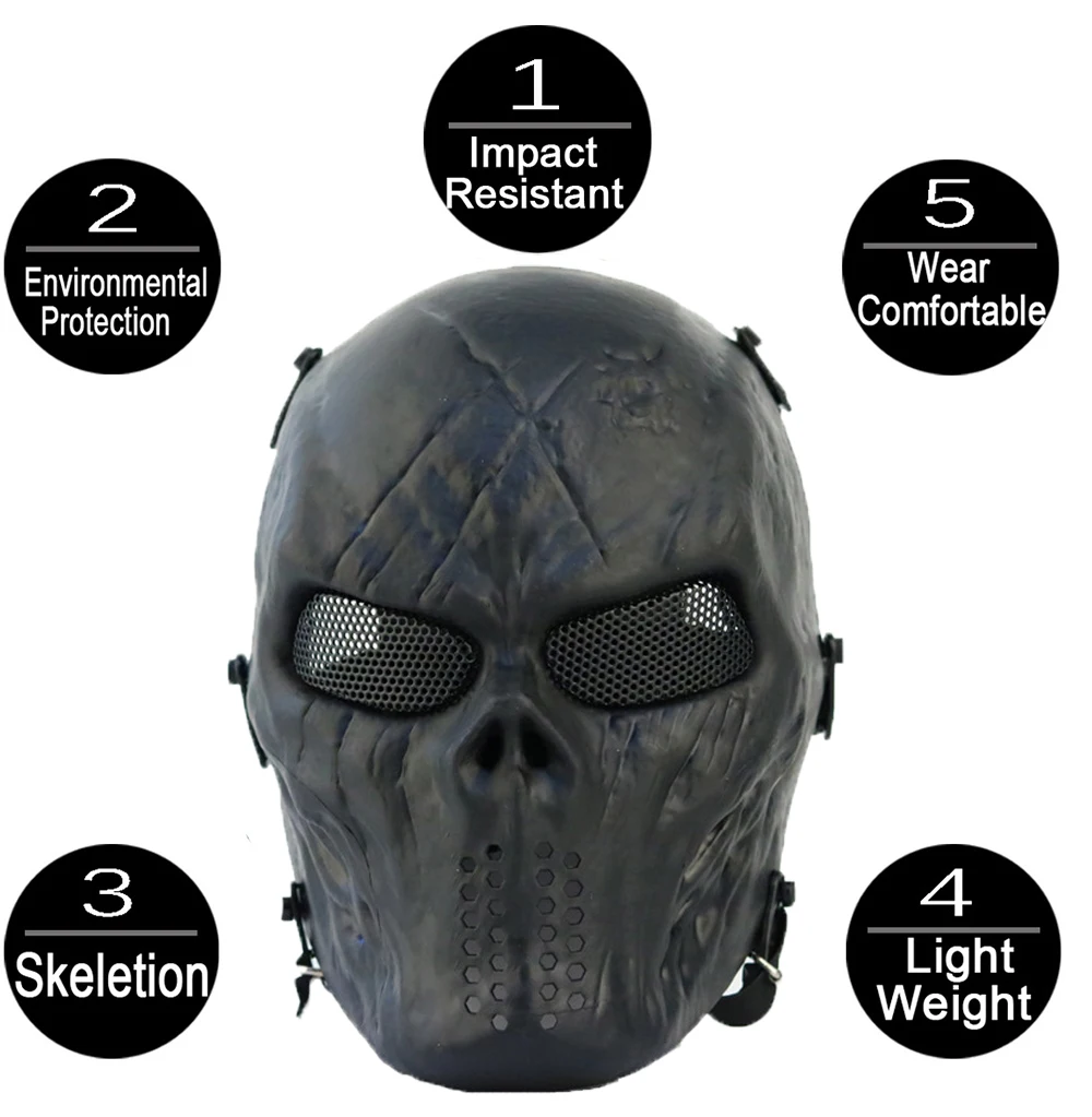 Máscara protectora táctica de cara completa, mascarada de Halloween, juego de guerra, equipo de tiro, caza, máscaras de Paintball Airsoft - imagen 5