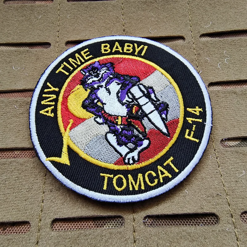 Parche bordado de F-14 TOMCAT Angkatan Laut Militer TOMCAT US Fighter Squadron Jaket parche Bahu Lencana parches para ropa - imagen 4