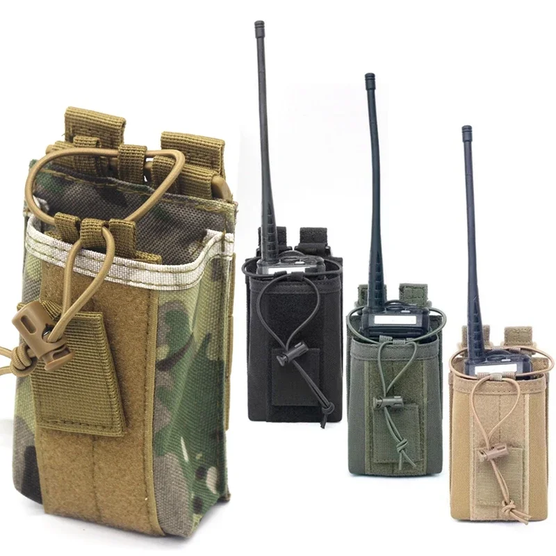 Bolsa de walkie-talkie Molle para deportes tácticos al aire libre, accesorio de ventilador portátil con tapa abierta, bolsa de Radio colgante, riñonera pequeña
