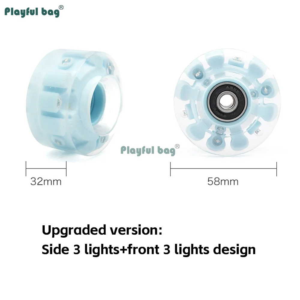 Ruedas para patines de ruedas de 6 LED de alta flash de PU, monopatín de 58x32mm y ruedas iluminadas de doble fila para ruedas de interior/exterior AMB322 - imagen 4