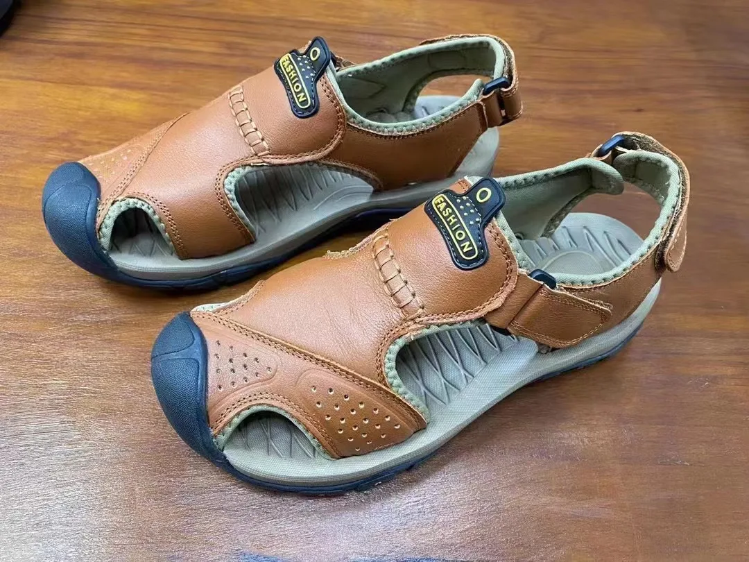 KOWM zapatos Upstream de cuero de vaca para hombre, zapatos acuáticos para exteriores, sandalias de malla transpirable, zapatos de agua, zapatillas de deporte de secado rápido para hombre - imagen 3