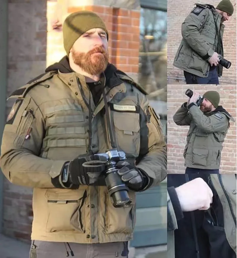 Chaquetas tácticas versátiles para Hombre, Chaquetas térmicas militares a prueba de viento, múltiples bolsillos, todo terreno - imagen 4