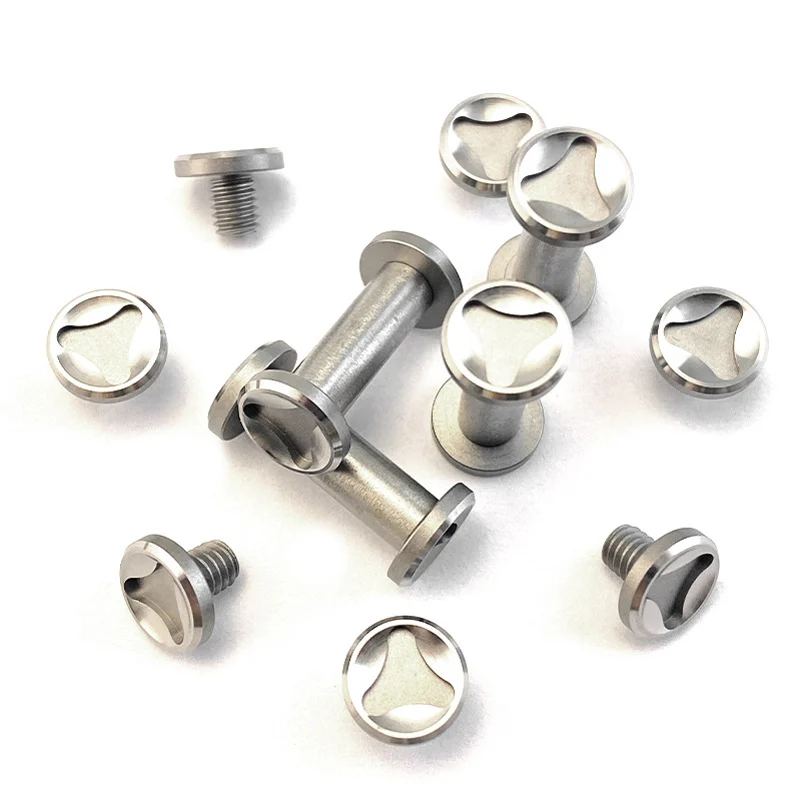 10 set/lote CNC 416 Material de acero inoxidable mango de cuchillo hacer pares M4 tornillos de bloqueo remache cierre de uñas perno Pivote - imagen 2
