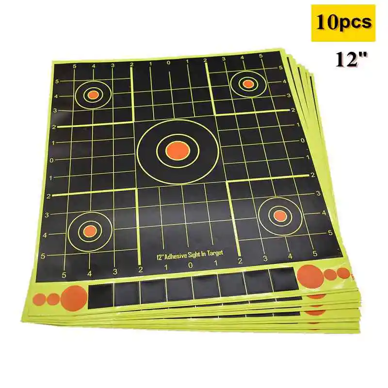 Papel adhesivo de objetivo contra salpicaduras F12inch, 30CM, 10 unidades por paquete, papel adhesivo de reactividad para disparar, papel de puntería para pistola/Rifle/carpetas práctica - imagen 2