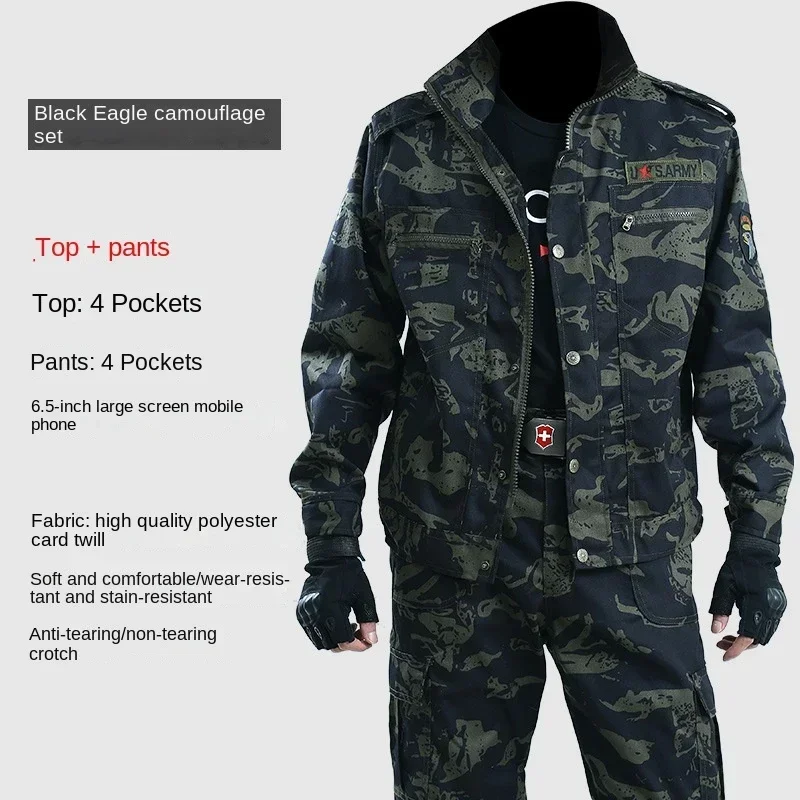 Nueva ropa de trabajo al aire libre, conjunto para hombre, ropa de protección laboral de camuflaje resistente al desgaste y antiincrustante para primavera y otoño - imagen 5