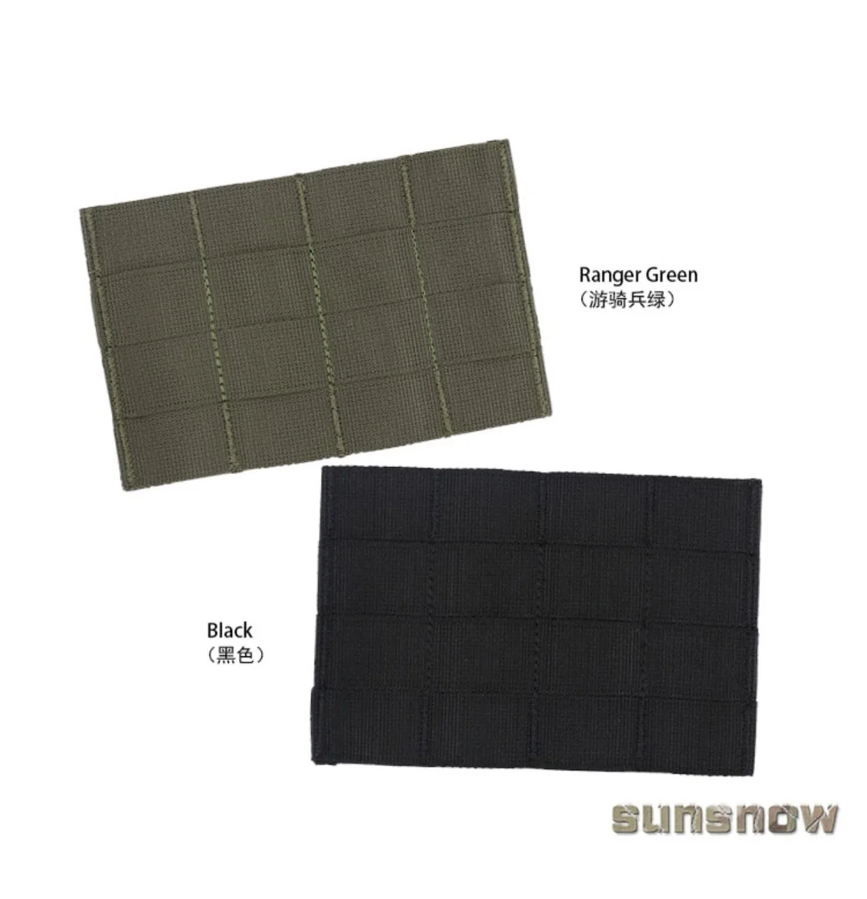 Panel adaptador triple MOLLE aplicado sobre superficie táctica