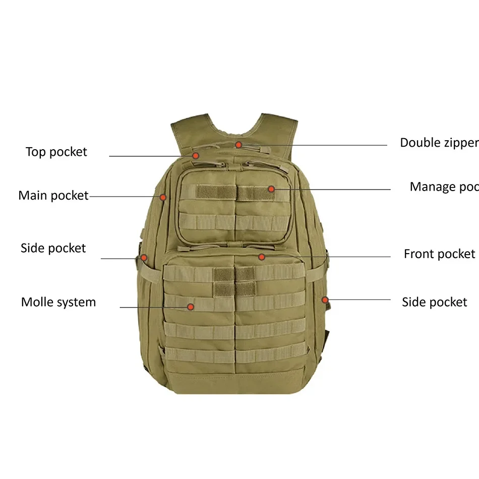 Mochila táctica YAKEDA de 40L, mochila de viaje para acampar, mochilas para exteriores, senderismo, pesca, entrenamiento, bolso de hombro, bolso de montañero - imagen 4